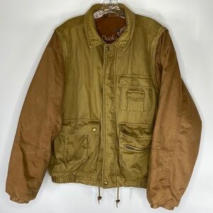 Vintage Duck's Unlimited Brown Cargo Cotton Jacket Removable Sleeves Size Large